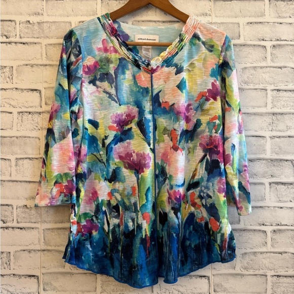Alfred Dunner Tops - Women’s Alfred Dunner multicolored watercolor floral print 3/4 sleeve top Small